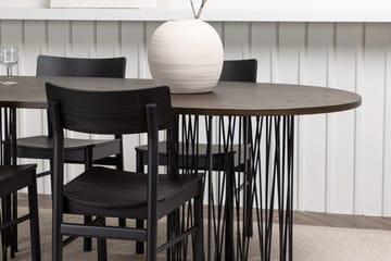 Oval matgrupp Venture Home Svart Mocka 4st - Møbler - Borde - Spisebordssæt