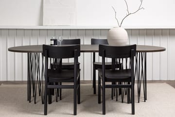 Oval matgrupp Venture Home Svart Mocka 4st - Møbler - Borde - Spisebordssæt