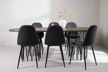 Oval matgrupp Venture Home Svart Mocka 6st - Møbler - Borde - Spisebordssæt