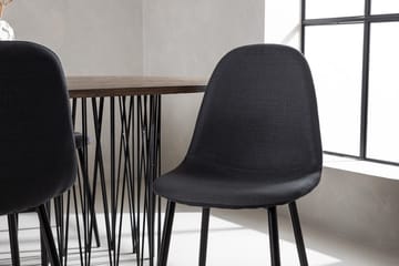 Oval matgrupp Venture Home Svart Mocka 6st - Møbler - Borde - Spisebordssæt