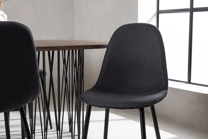 Oval matgrupp Venture Home Svart Mocka 6st - Møbler - Borde - Spisebordssæt