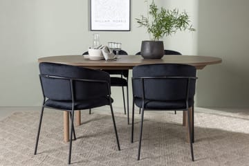 Oval matgrupp Venture Home Svart Natur 4st - Møbler - Borde - Spisebordssæt