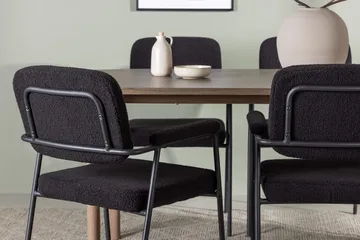 Oval matgrupp Venture Home Svart Natur 4st - Møbler - Borde - Spisebordssæt