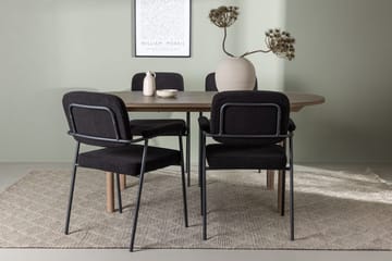 Oval matgrupp Venture Home Svart Natur 4st - Møbler - Borde - Spisebordssæt