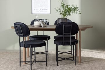 Oval matgrupp Venture Home Svart Natur 4st - Møbler - Borde - Spisebordssæt