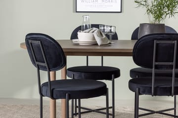 Oval matgrupp Venture Home Svart Natur 4st - Møbler - Borde - Spisebordssæt