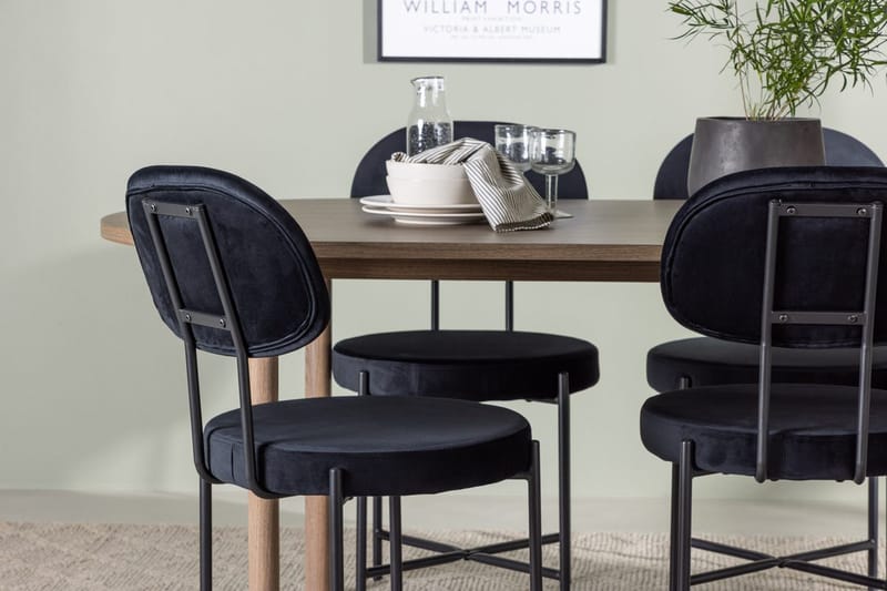 Oval matgrupp Venture Home Svart Natur 4st - Møbler - Borde - Spisebordssæt