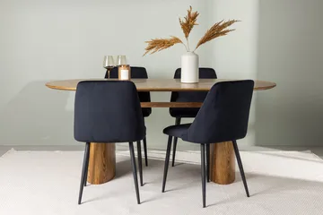 Oval matgrupp Venture Home Svart Natur 4st - Møbler - Borde - Spisebordssæt