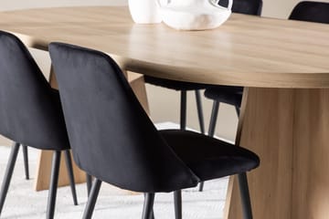 Oval matgrupp Venture Home Svart Natur 6st - Møbler - Borde - Spisebordssæt
