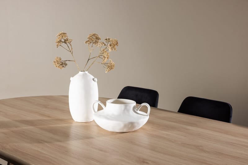 Oval matgrupp Venture Home Svart Natur 6st - Møbler - Borde - Spisebordssæt