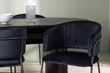 Oval matgrupp Venture Home Svart Svart 4st - Møbler - Borde - Spisebordssæt