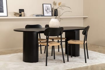 Oval matgrupp Venture Home Svart Svart 4st - Møbler - Borde - Spisebordssæt