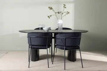 Oval matgrupp Venture Home Svart Svart 4st - Møbler - Borde - Spisebordssæt