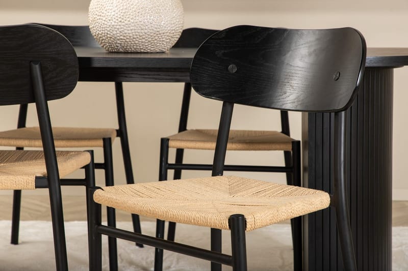 Oval matgrupp Venture Home Svart Svart 4st - Møbler - Borde - Spisebordssæt