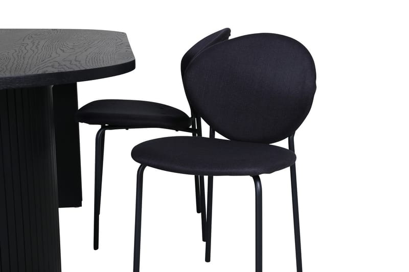 Oval matgrupp Venture Home Svart Svart 4st - Møbler - Borde - Spisebordssæt