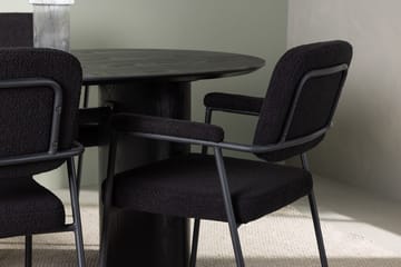 Oval matgrupp Venture Home Svart Svart 4st - Møbler - Borde - Spisebordssæt