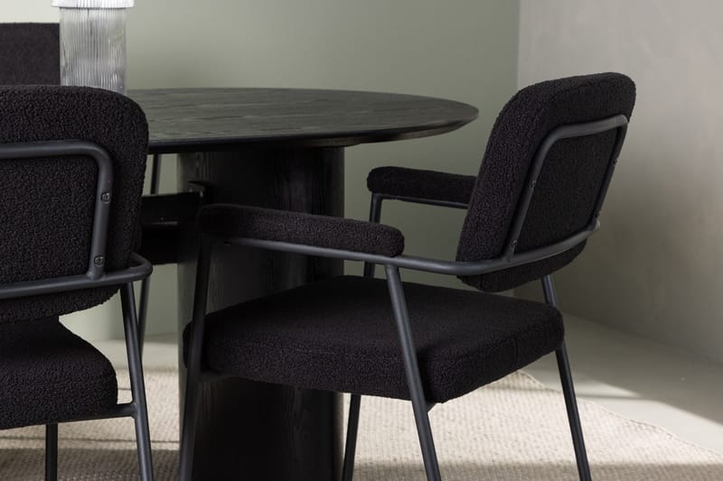 Oval matgrupp Venture Home Svart Svart 4st - Møbler - Borde - Spisebordssæt