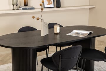 Oval matgrupp Venture Home Svart Svart 4st - Møbler - Borde - Spisebordssæt