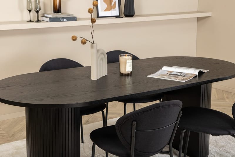 Oval matgrupp Venture Home Svart Svart 4st - Møbler - Borde - Spisebordssæt