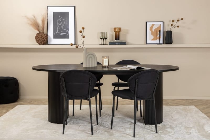 Oval matgrupp Venture Home Svart Svart 4st