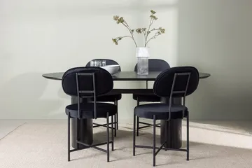 Oval matgrupp Venture Home Svart Svart 4st - Møbler - Borde - Spisebordssæt