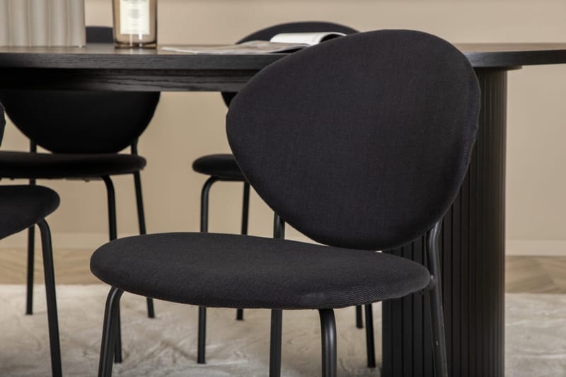 Oval matgrupp Venture Home Svart Svart 4st - Møbler - Borde - Spisebordssæt