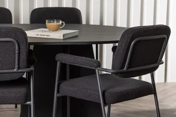Oval matgrupp Venture Home Svart Svart 6st - Møbler - Borde - Spisebordssæt