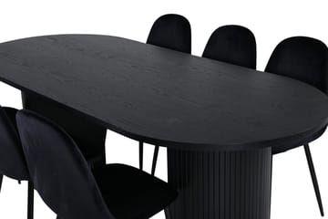 Oval matgrupp Venture Home Svart Svart 6st - Møbler - Borde - Spisebordssæt