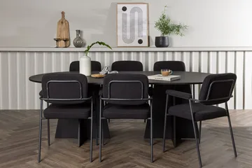 Oval matgrupp Venture Home Svart Svart 6st - Møbler - Borde - Spisebordssæt