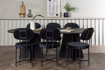Oval matgrupp Venture Home Svart Svart 6st - Møbler - Borde - Spisebordssæt