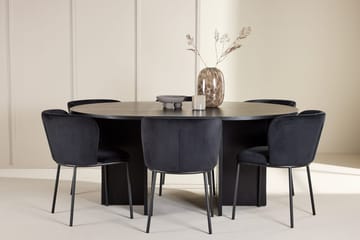 Oval matgrupp Venture Home Svart Svart 6st - Møbler - Borde - Spisebordssæt