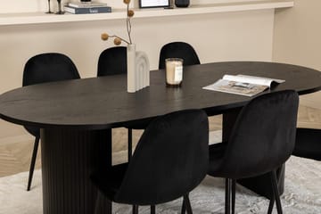Oval matgrupp Venture Home Svart Svart 6st - Møbler - Borde - Spisebordssæt
