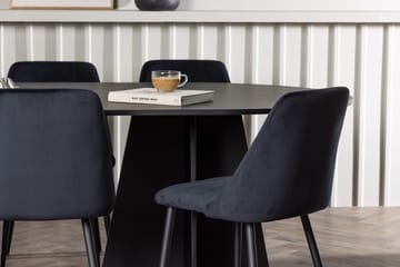 Oval matgrupp Venture Home Svart Svart 6st - Møbler - Borde - Spisebordssæt