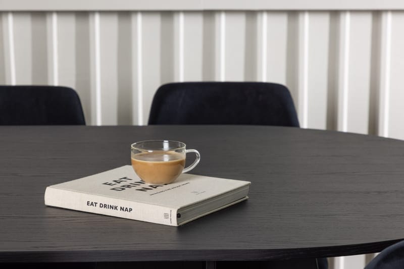 Oval matgrupp Venture Home Svart Svart 6st - Møbler - Borde - Spisebordssæt