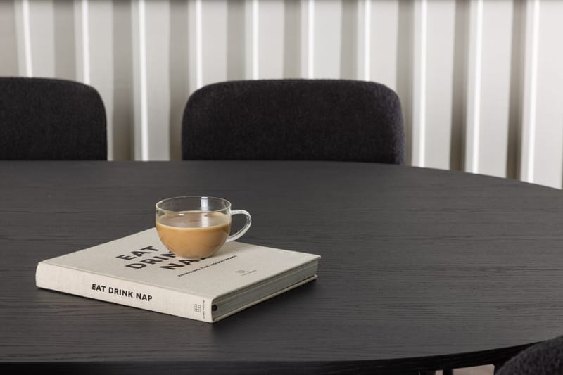 Oval matgrupp Venture Home Svart Svart 6st - Møbler - Borde - Spisebordssæt