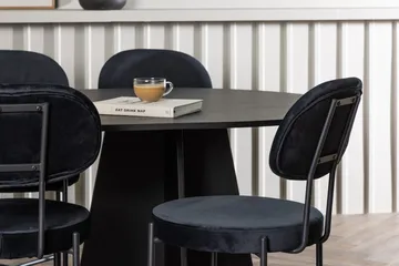 Oval matgrupp Venture Home Svart Svart 6st - Møbler - Borde - Spisebordssæt
