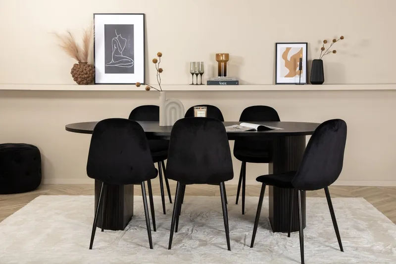 Oval matgrupp Venture Home Svart Svart 6st