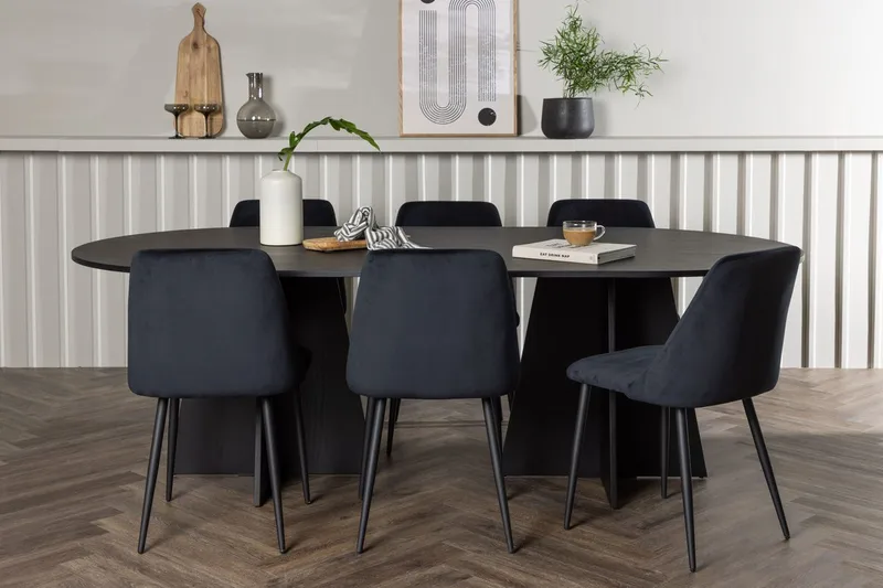 Oval matgrupp Venture Home Svart Svart 6st