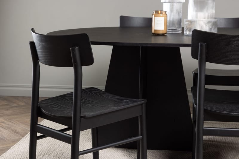 Oval matgrupp Venture Home Svart Svart 6st - Møbler - Borde - Spisebordssæt