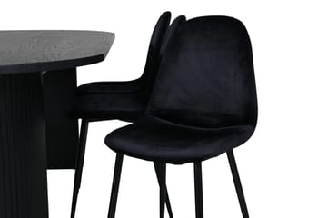 Oval matgrupp Venture Home Svart Svart 6st - Møbler - Borde - Spisebordssæt