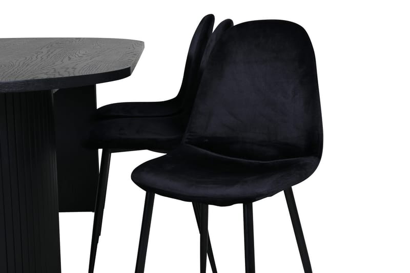 Oval matgrupp Venture Home Svart Svart 6st - Møbler - Borde - Spisebordssæt