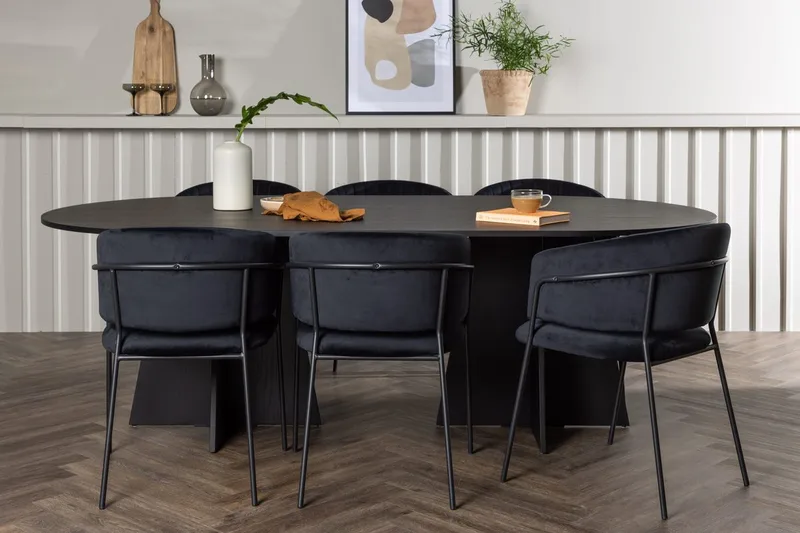Oval matgrupp Venture Home Svart Svart 6st
