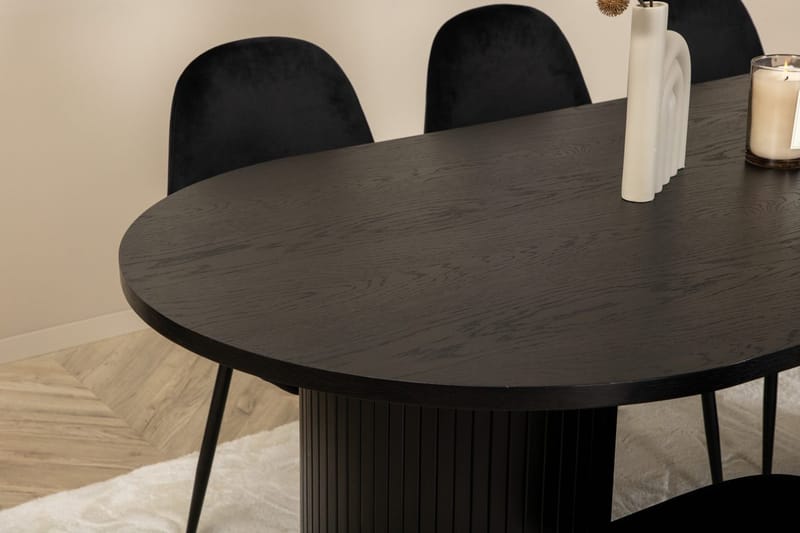 Oval matgrupp Venture Home Svart Svart 6st - Møbler - Borde - Spisebordssæt