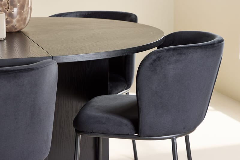 Oval matgrupp Venture Home Svart Svart 6st - Møbler - Borde - Spisebordssæt