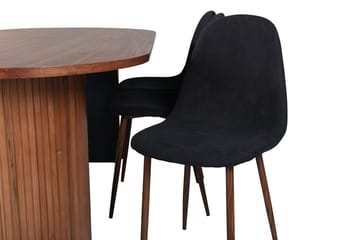 Oval matgrupp Venture Home Svart Valnöt 6st - Møbler - Borde - Spisebordssæt