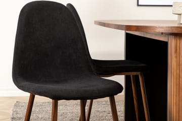 Oval matgrupp Venture Home Svart Valnöt 6st - Møbler - Borde - Spisebordssæt