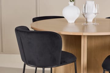 Oval matgrupp Venture Home Svart Vitputsad 4st - Møbler - Borde - Spisebordssæt