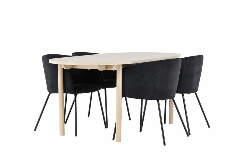 Oval matgrupp Venture Home Svart Vitputsad 4st - Møbler - Borde - Spisebordssæt