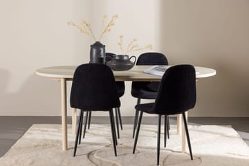 Oval matgrupp Venture Home Svart Vitputsad 4st - Møbler - Borde - Spisebordssæt