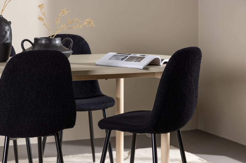 Oval matgrupp Venture Home Svart Vitputsad 4st - Møbler - Borde - Spisebordssæt